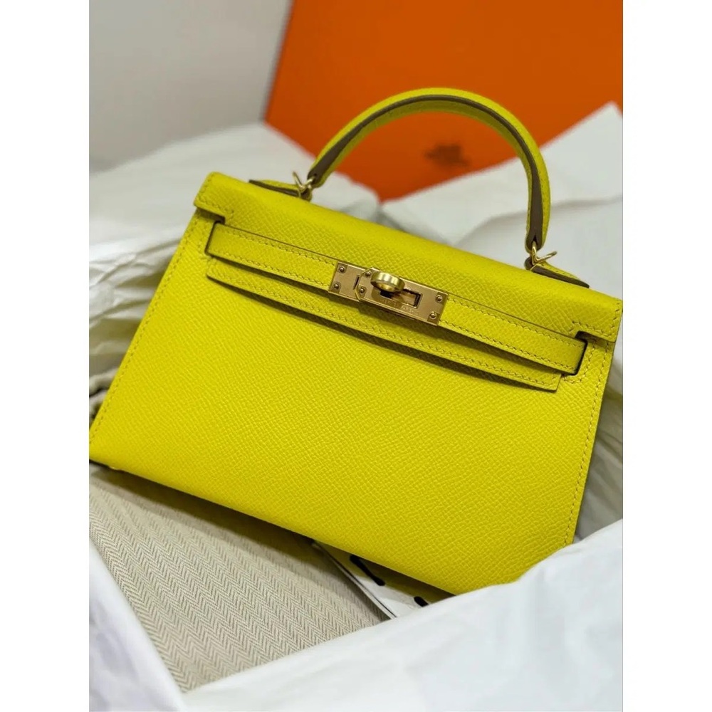 Yellow Leather Top-Handle Women’s Bag